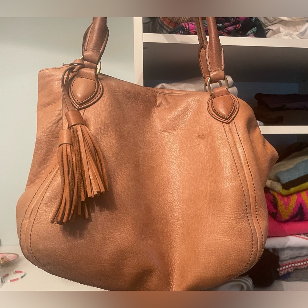 J. Crew Peyton Brown Leather Satchel Hobo Bag - Picture 2 of 10